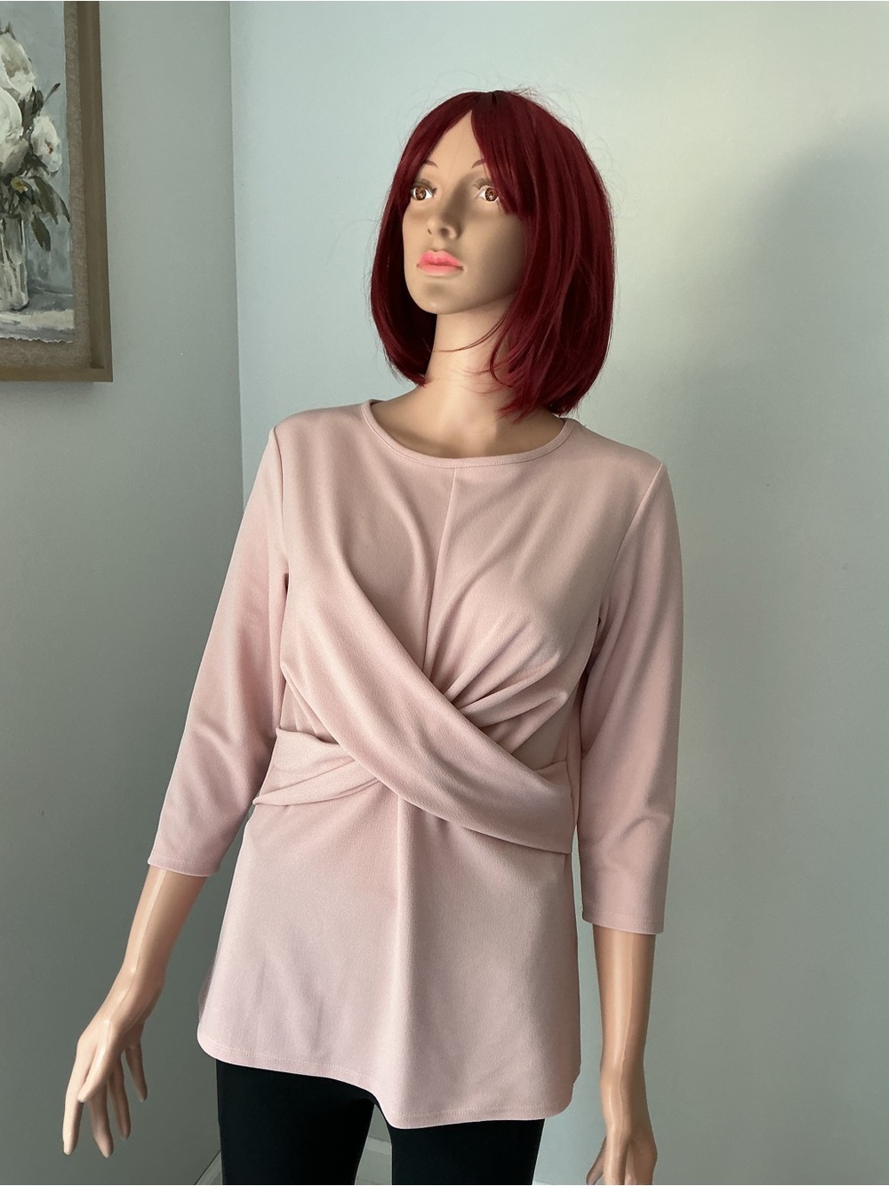 Dont Stop Believing Women's Twist-Front Blouse in Pale Pink - Picture 1 of 10